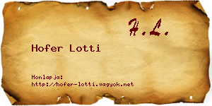 Hofer Lotti névjegykártya